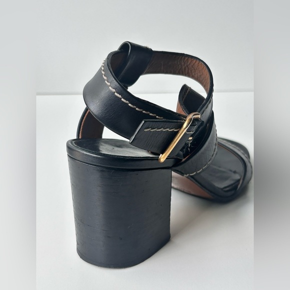 Chloe Candice Topstitch Leather Sandal Size 6 (36.5 EU) Block Heel - Picture 12 of 16